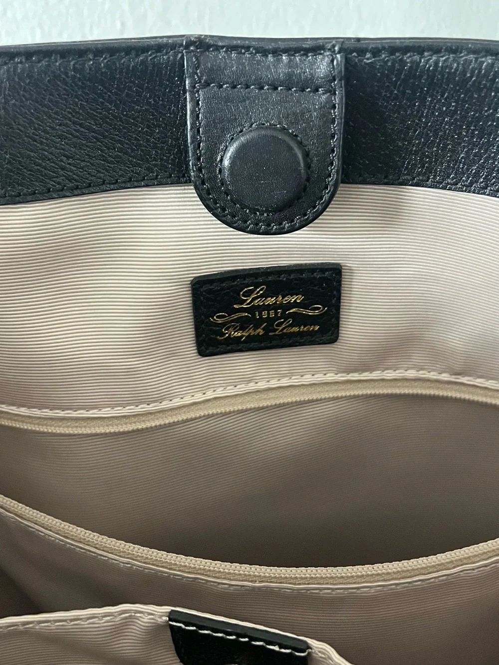 RLL Black Leather Tote Bag Lauren by Ralph Lauren